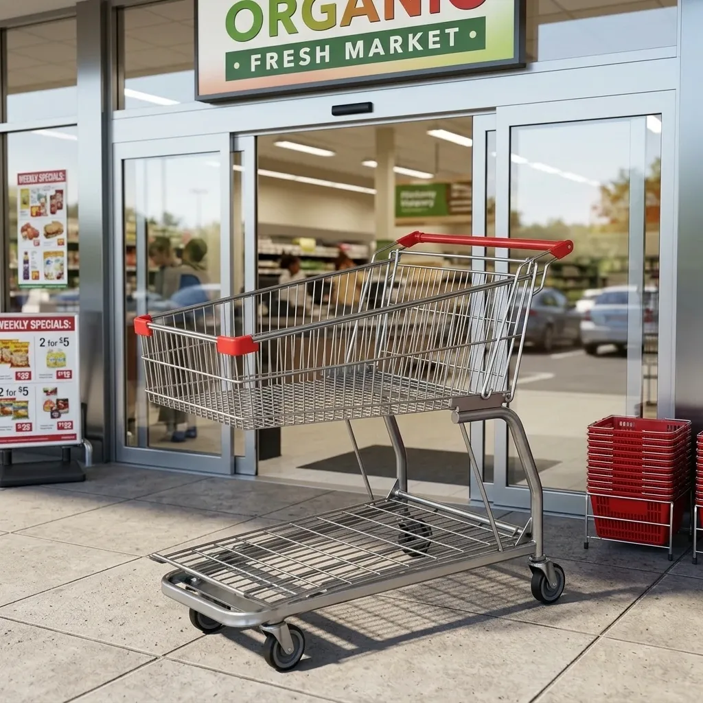Four-wheel Steel Heavy Duty Corrosion Protected Warehouse Hand Trolley detail 1