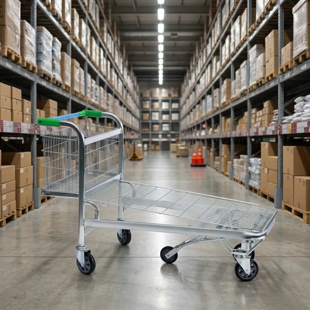 Heavy Duty Steel Mesh 2 Layer Folding Cart Wheels-