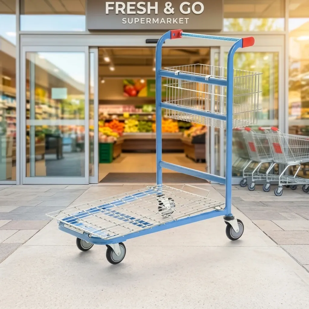 Heavy Duty Wire Basket Picking Cart Warehouse Trolley