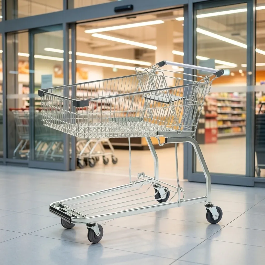 Heavy Duty Mesh Wire Basket Zinc Plated Shopping Trolley