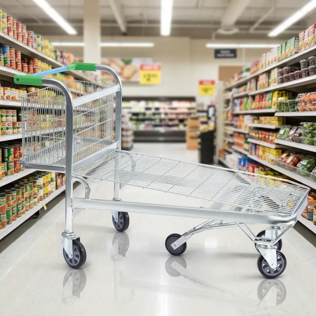 Heavy Duty Stainless Steel Mesh 2 Layer Folding Cart